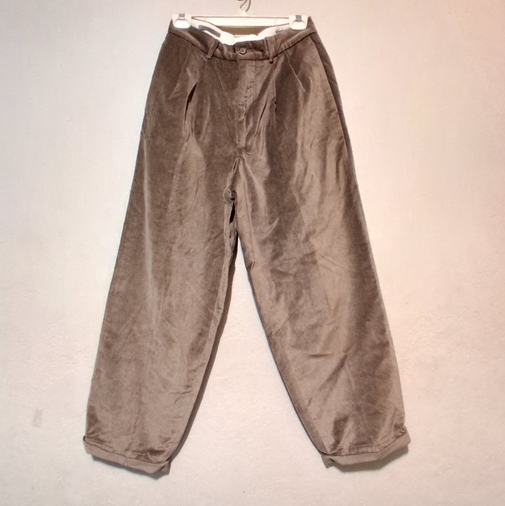 Vintage Le Collezioni Structure Corduroy Pants Unisex Pleated Light Brown Sz31R